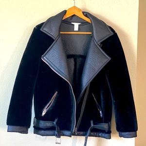 Faux fur moto jacket